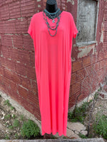 Hallie Hot Coral Maxi Dress - Also in Plus Size