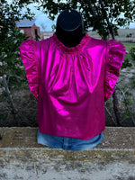 Pryor Hot Pink Metallic Top - Also in Plus Size