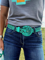 Taos Turquoise Tooled Belt & Buckle