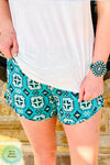 Stephenville Cross Turquoise Shorts - Also in Plus Size