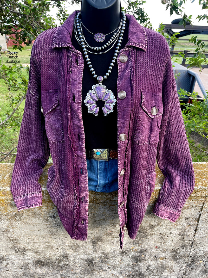 Preslee Purple Acid Wash Shacket - Also in Plus Size