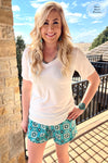 Stephenville Cross Turquoise Shorts - Also in Plus Size