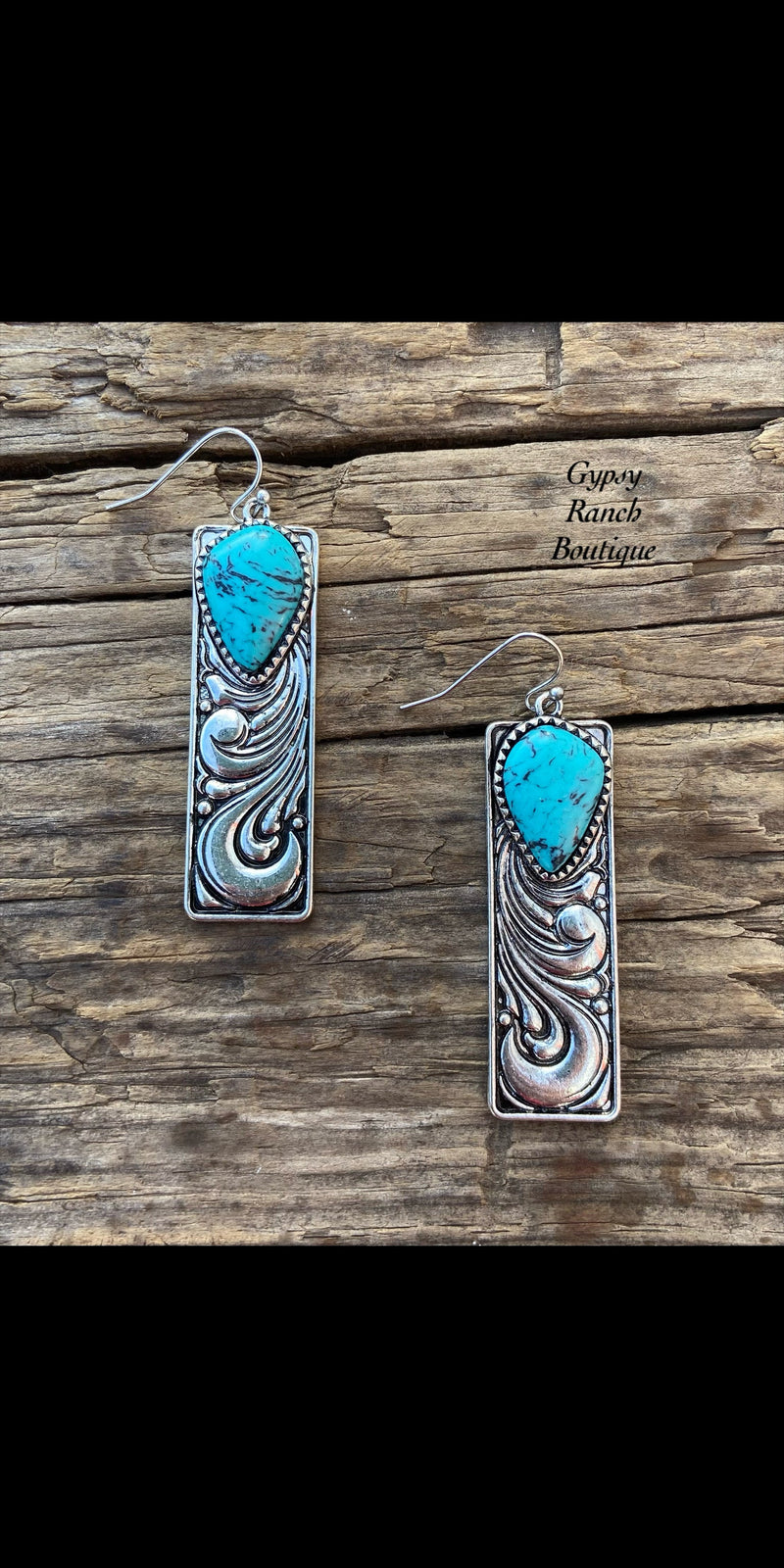 Bar T Ranch Turquoise Scroll Earrings