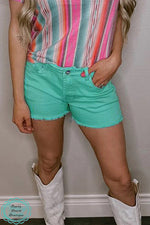 Summer Nights Turquoise Denim Shorts - Also in Plus Size