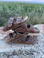 PREORDER - Braelyn Tooled Leather Sandals