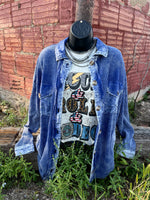 Conway Royal Blue Acid Wash Shacket - Also in Plus Size