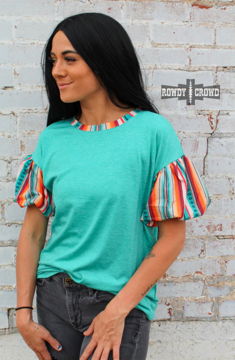 Sunray Turquoise Serape Top - Also in Plus Size