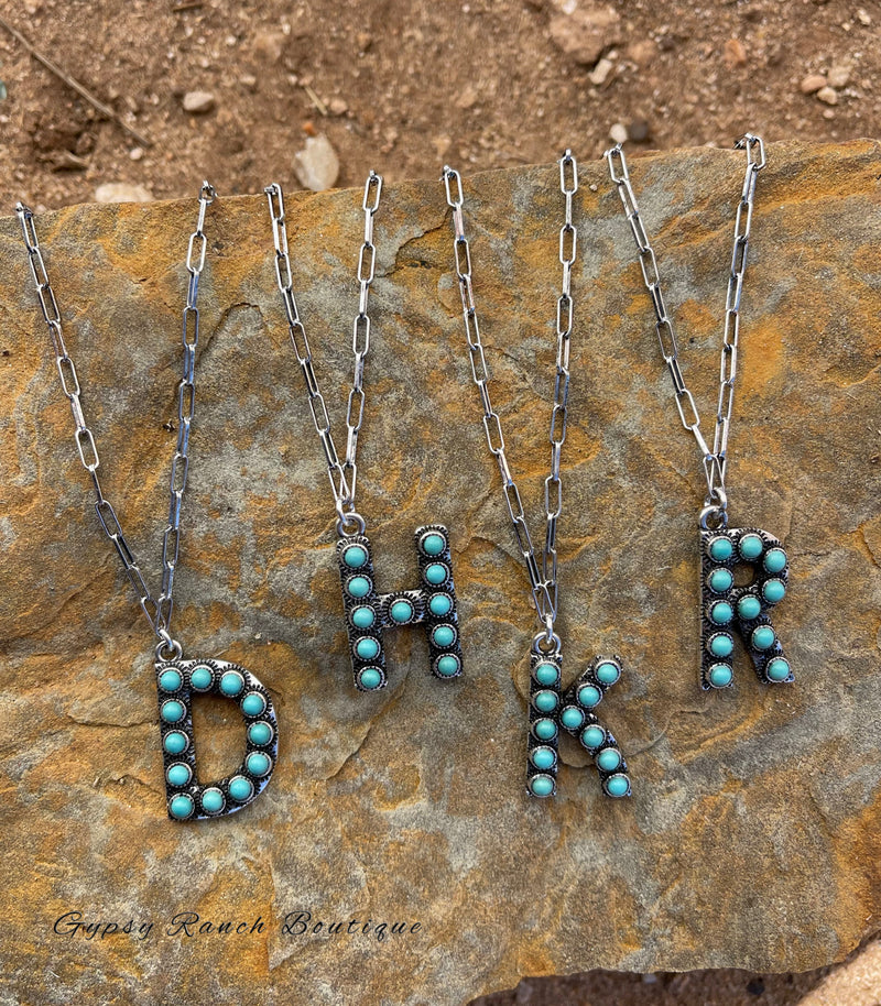 Western Vibes Turquoise Initial Necklace