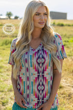 Deuce’s Wild Reversible Aztec Leopard Top - Also in Plus Size