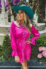 Montgomery Pink Turquoise Pearl Snap Dress - Also in Plus Size