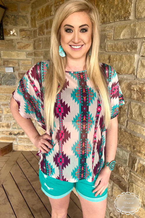 Rider in the Sky Aztec Mesh Top - Also in Plus Size