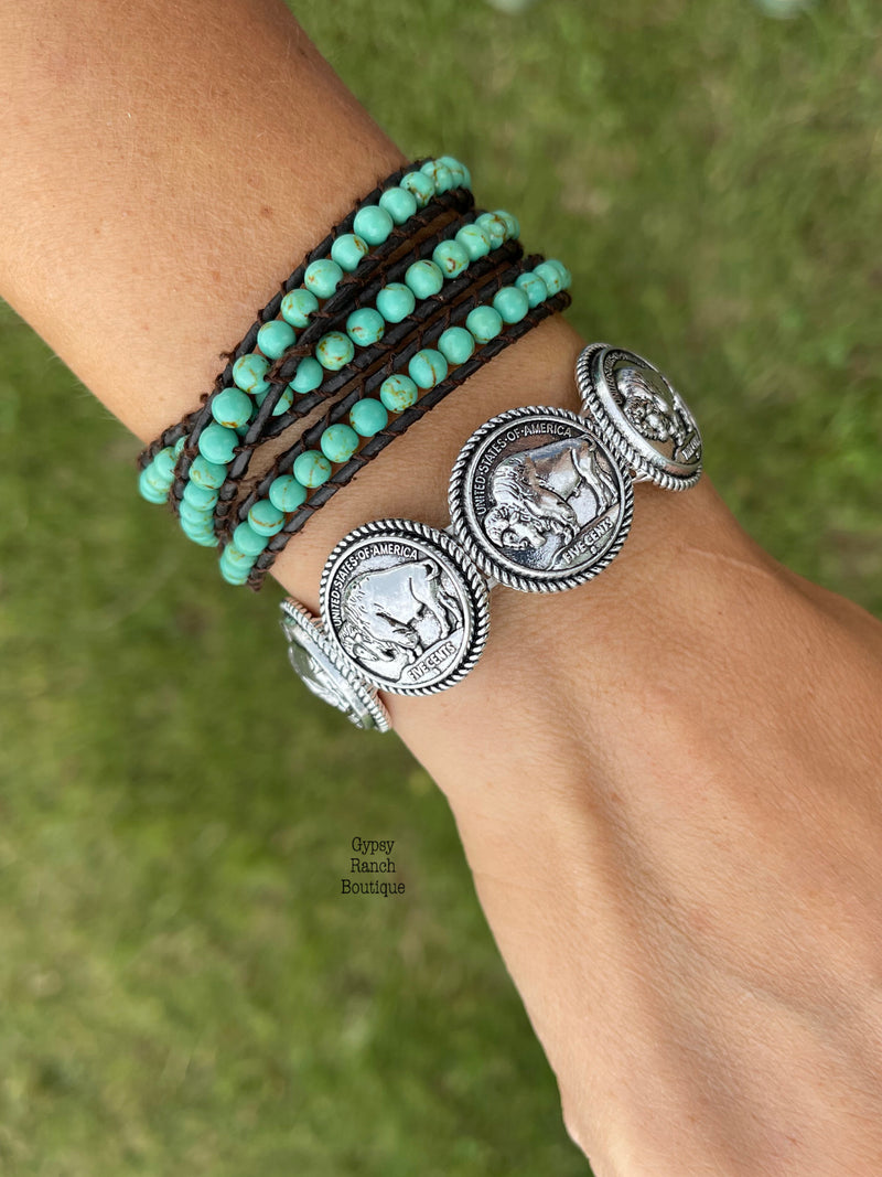 Aim High Buffalo Silver Strecthy Bracelet
