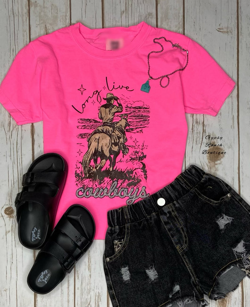 Kids Long Live Cowboys on Neon Pink