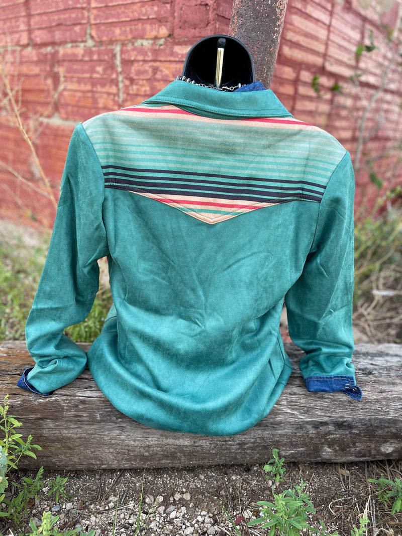 Cordova Turquoise Serape Suede Blazer - Also in Plus Size