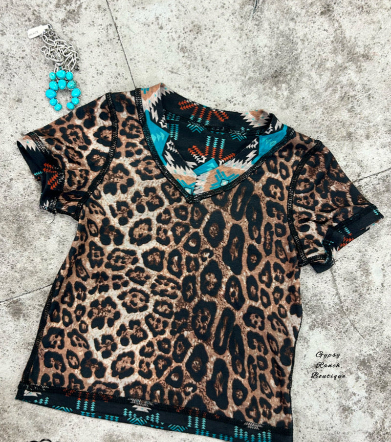 Flipping Sides Leopard Aztec Reversible Top - Kids