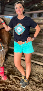 Summer Nights Turquoise Denim Shorts - Also in Plus Size