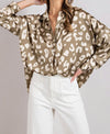 Breckinridge Leopard Flowy Button Up Top - Also in Plus Size