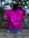 Pryor Hot Pink Metallic Top - Also in Plus Size