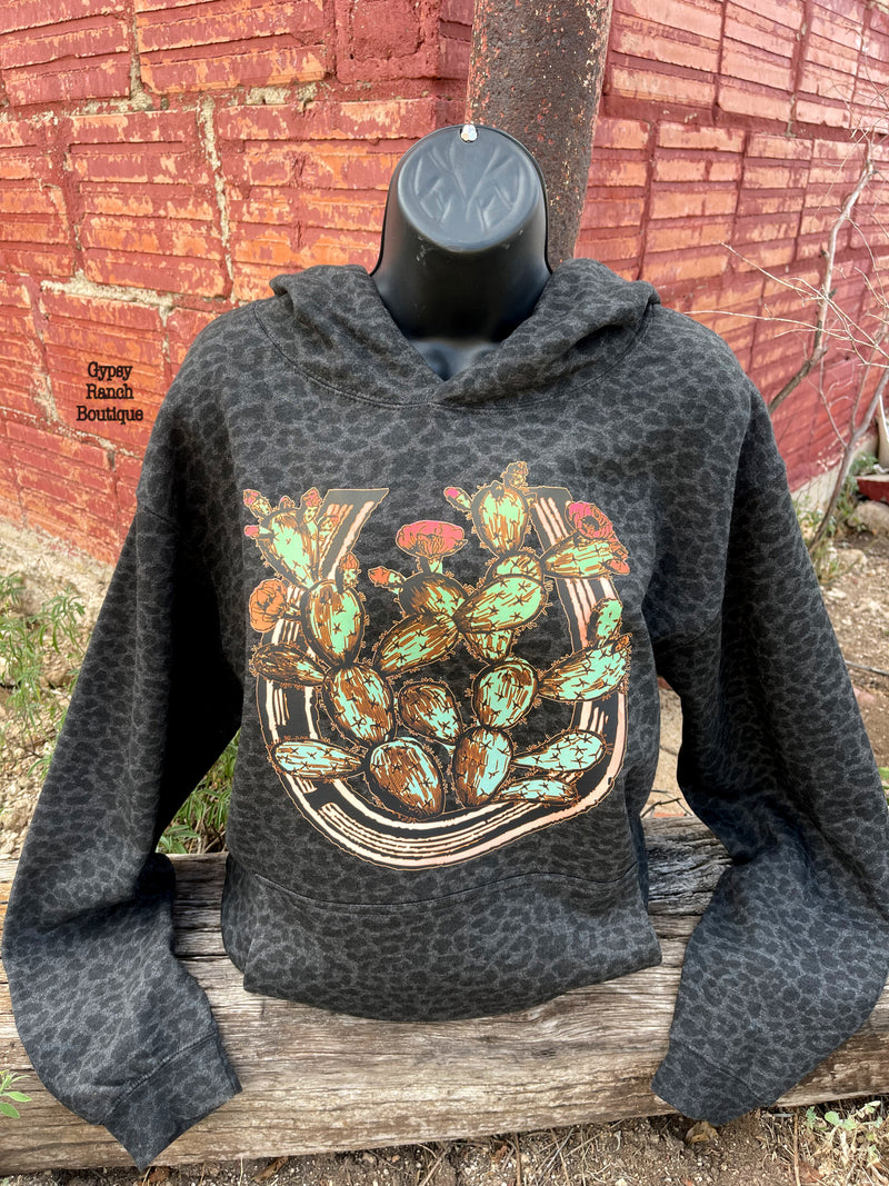 The Pecos Cactus Leopard Hoodie Top - Also in Plus Size