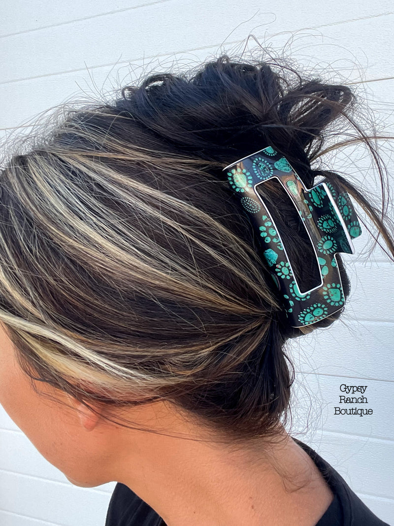 Turquoise Squash Blossom Hair Clip