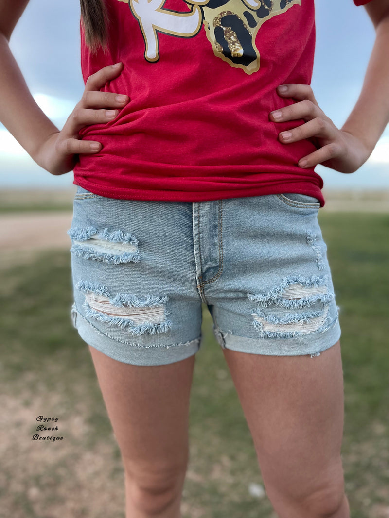 Breley Distressed Denim Shorts - Also in Plus Size