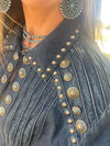Blayke Concho & Turq Denim Button Up Top - Also in Plus Size
