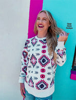 Aztec Howdy Reversible Sweatshirt - Also in Plus Size