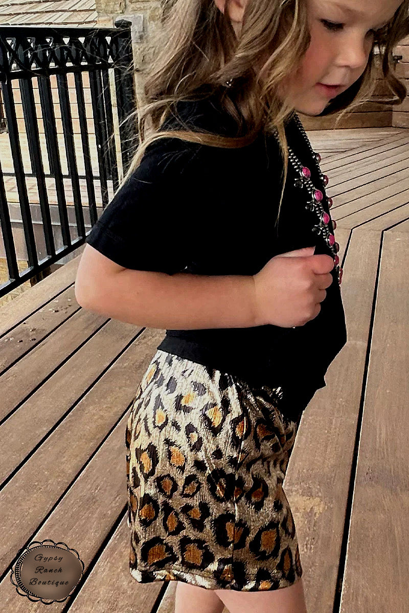 Born Bold Leopard Kids Metallic Shorts - Kids