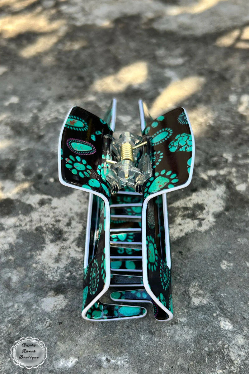Turquoise Squash Blossom Hair Clip