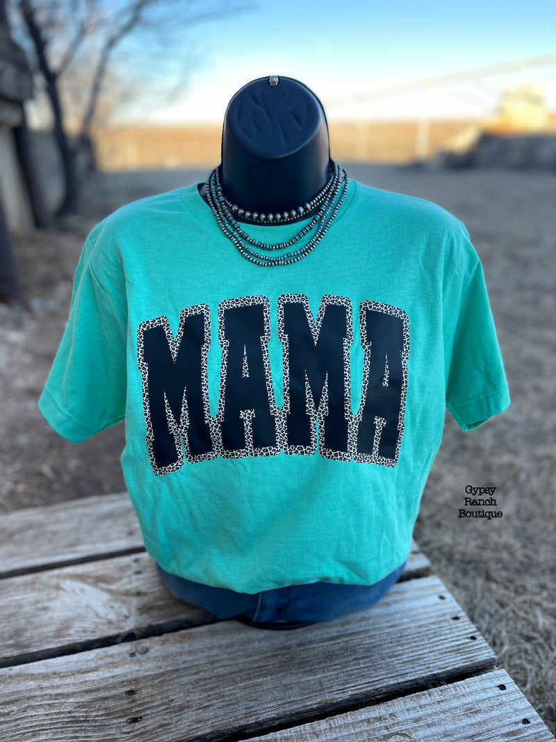 MAMA Leopard on Turquoise Top - Also in Plus Size