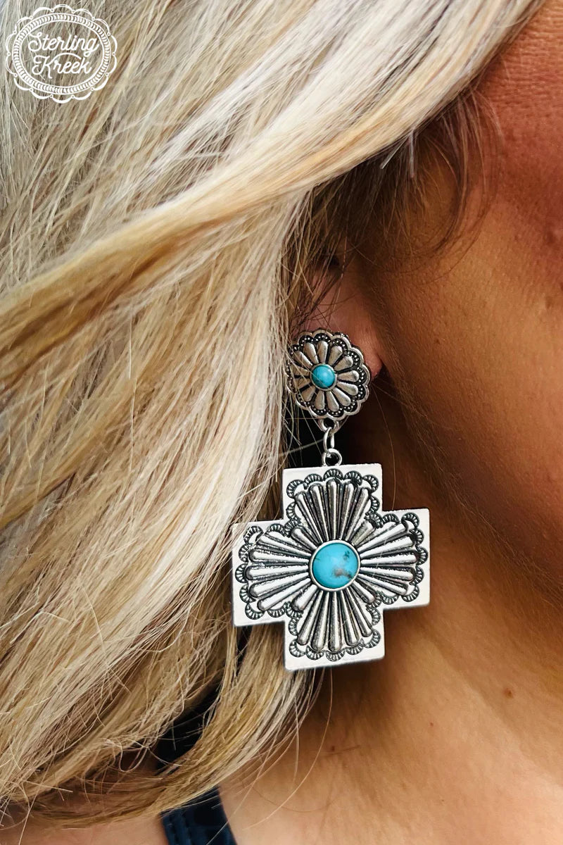 Another Destiny Silver Cross Earrings