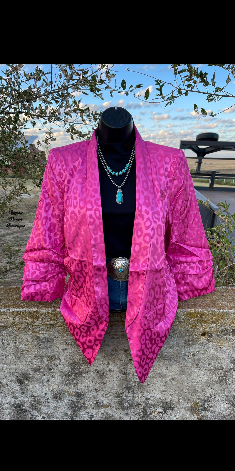 Presley Pink Leopard Blazer Style Cardigan
