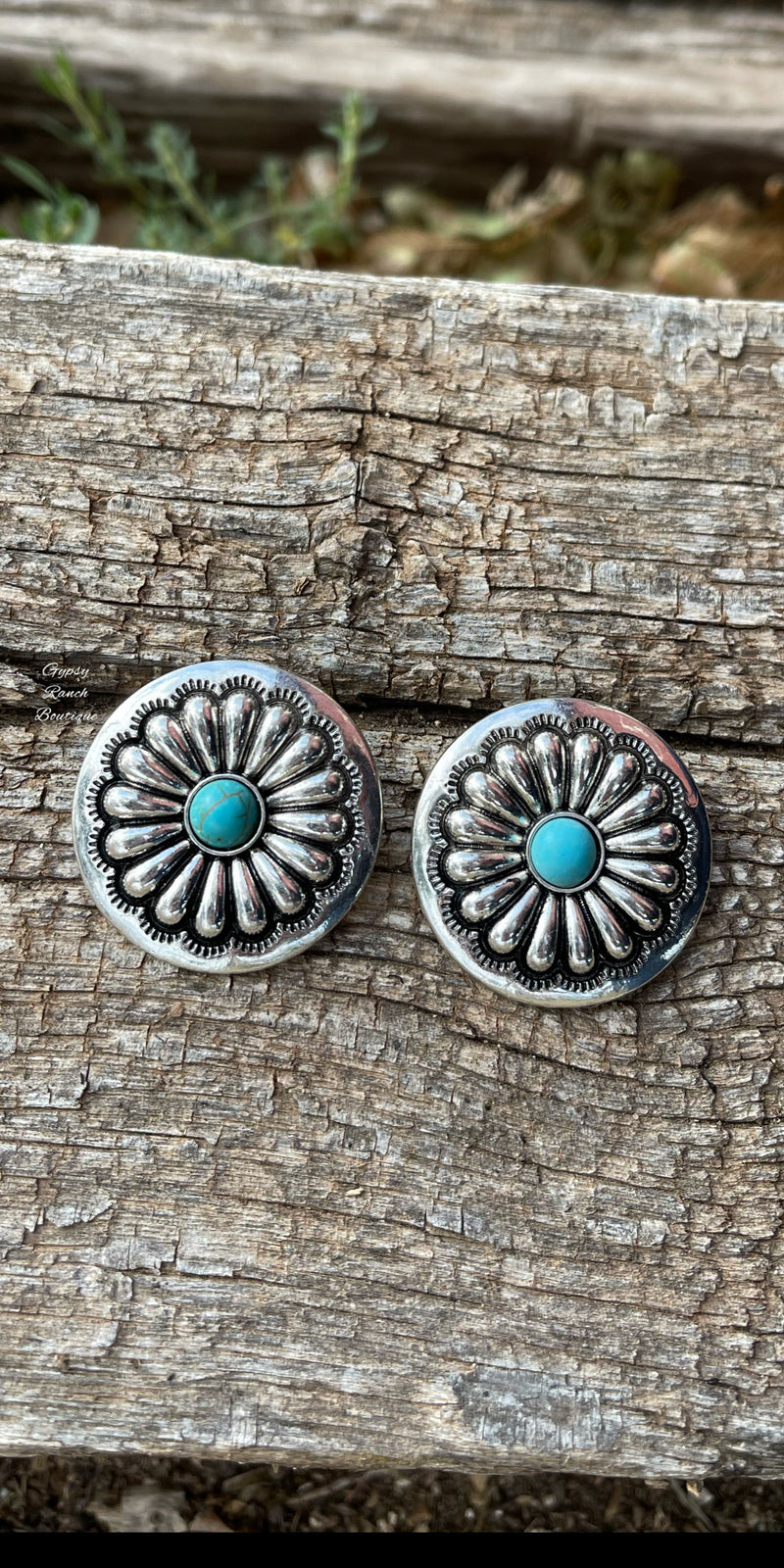 Home Sweet Home Silver Turquoise Post Back Earrings