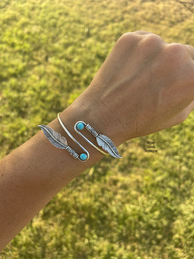 Friona Feather Turquoise Cuff Bracelet