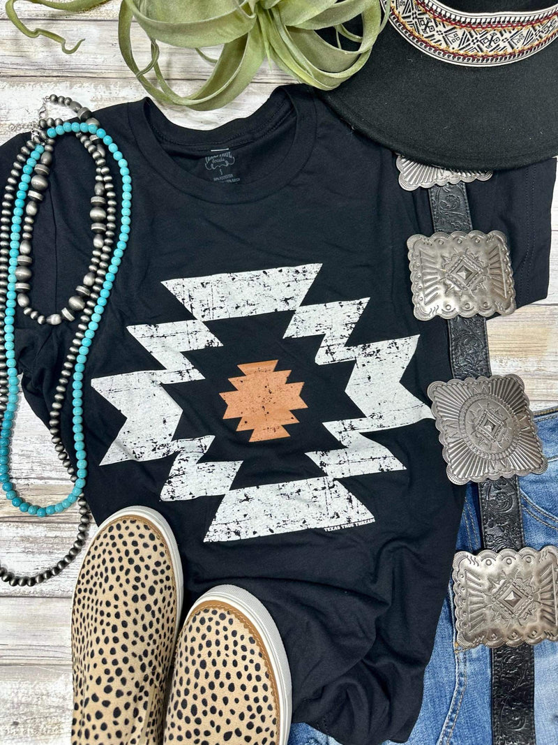 Ally Aztec Rust & Black Top - Also in Plus Size