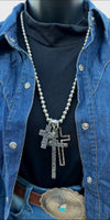 Triple My Faith Silver Layered Necklace