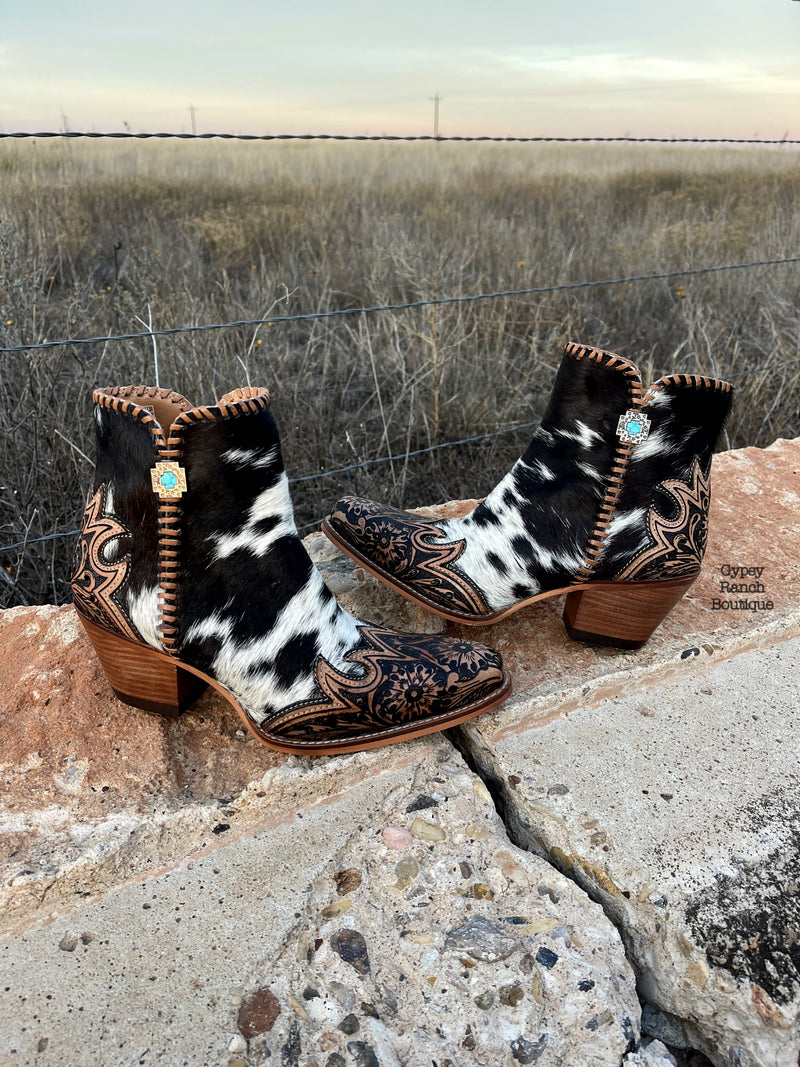 Mesa Valley Cowhide Tooled Leather Cross Boots