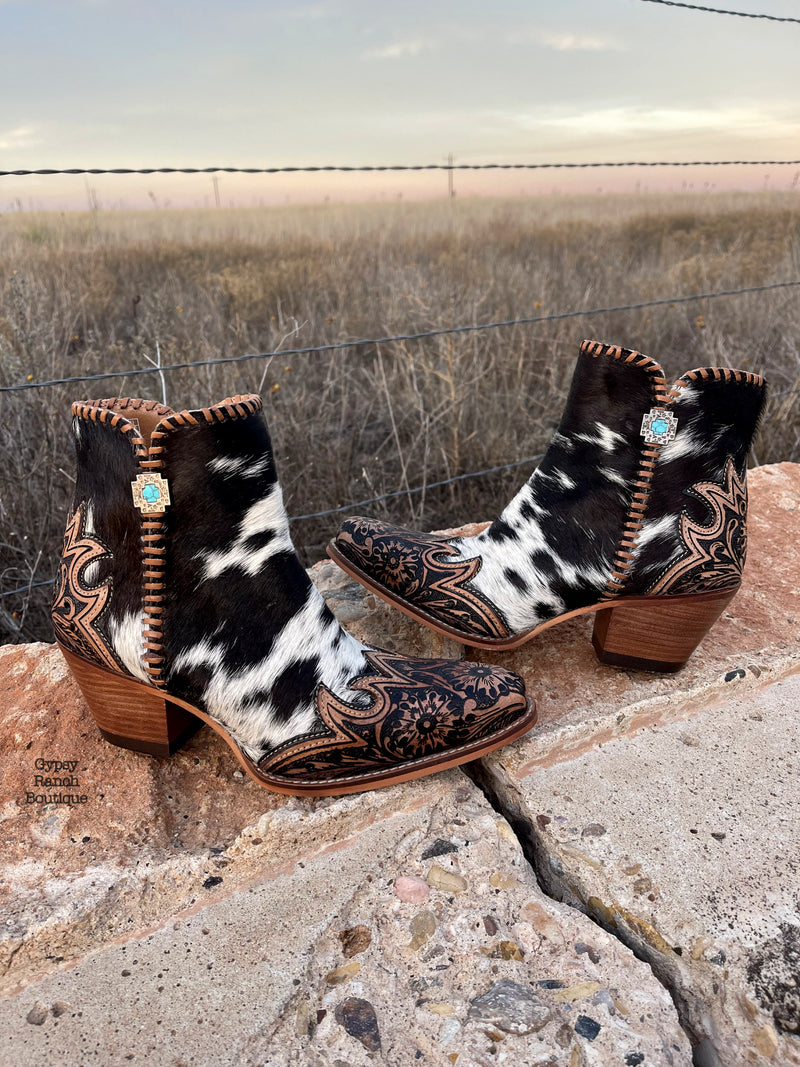 Mesa Valley Cowhide Tooled Leather Cross Boots