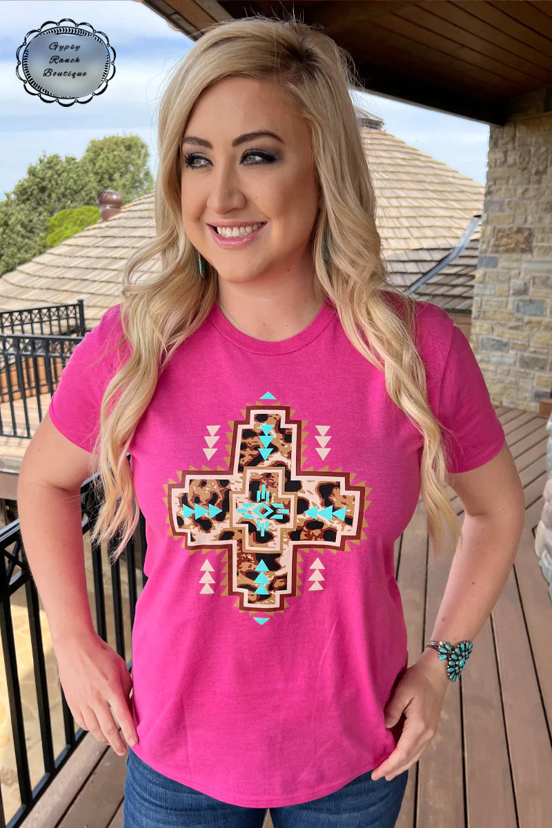 Kendall Cross Leopard Aztec Top - Also in Plus Size