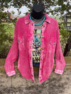 Shanlee Pink Acid Wash Shacket - Also in Plus Size