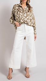 Breckinridge Leopard Flowy Button Up Top - Also in Plus Size