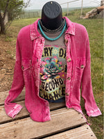 Shanlee Pink Acid Wash Shacket - Also in Plus Size