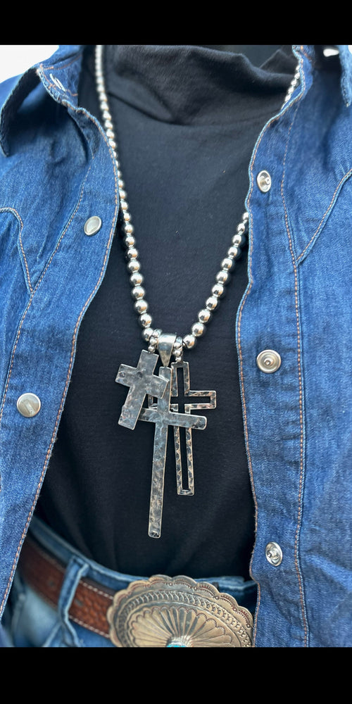 Triple My Faith Silver Layered Necklace