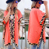 California Dreams Coral Leopard Cardigan Kimono - Also in Plus Size