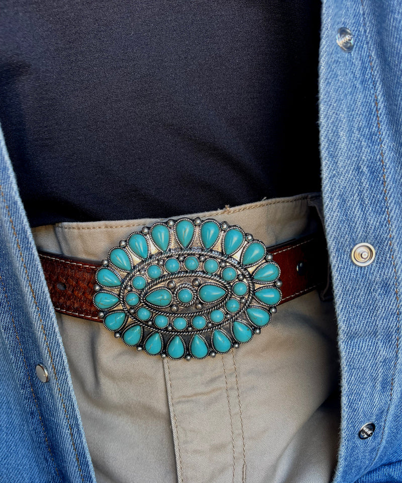 Fort Davis Turquoise Silver Buckle