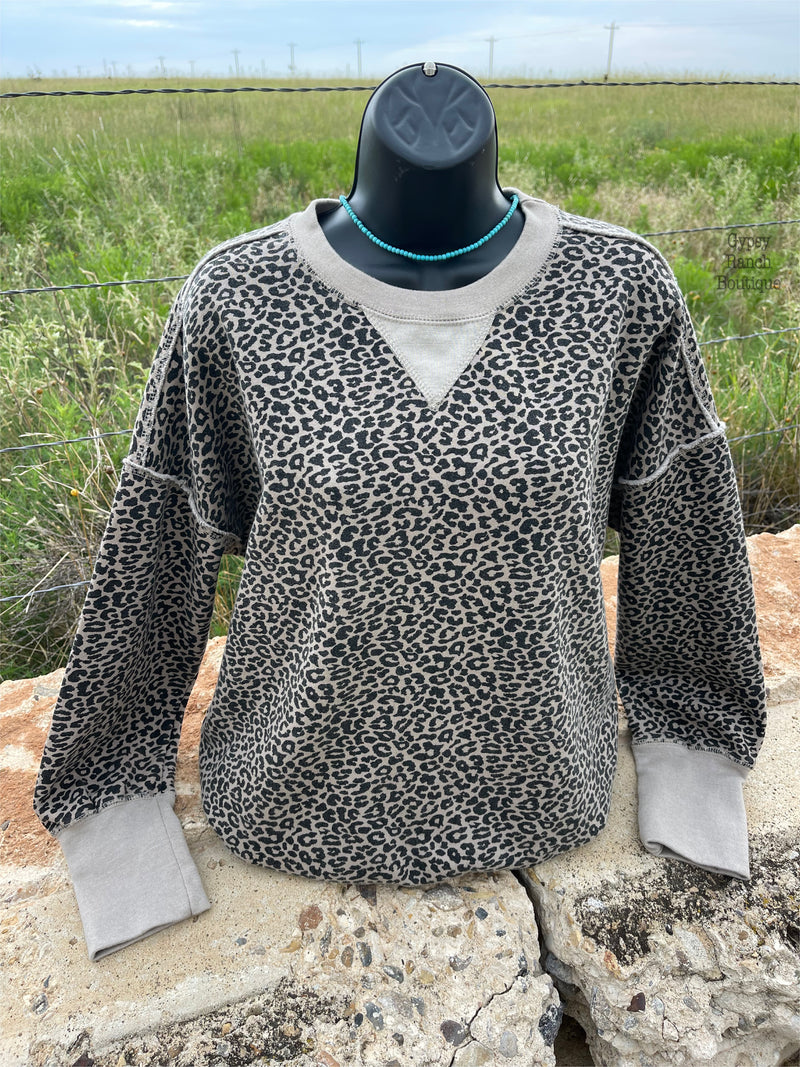 Raleigh Leopard Pullover Sweatshirt - Also in Plus Size
