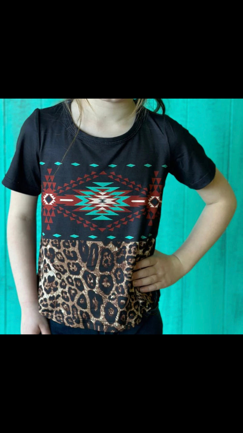 On the Road Again Leopard Aztec Top - Kids