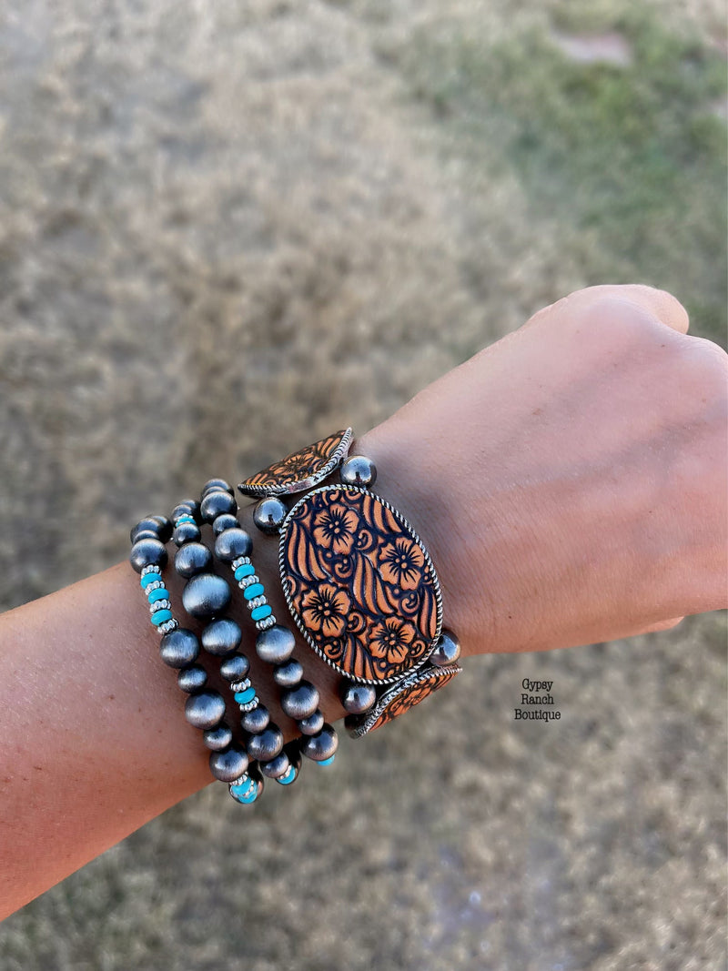 Holly Springs Turquoise And Tooled Bracelet