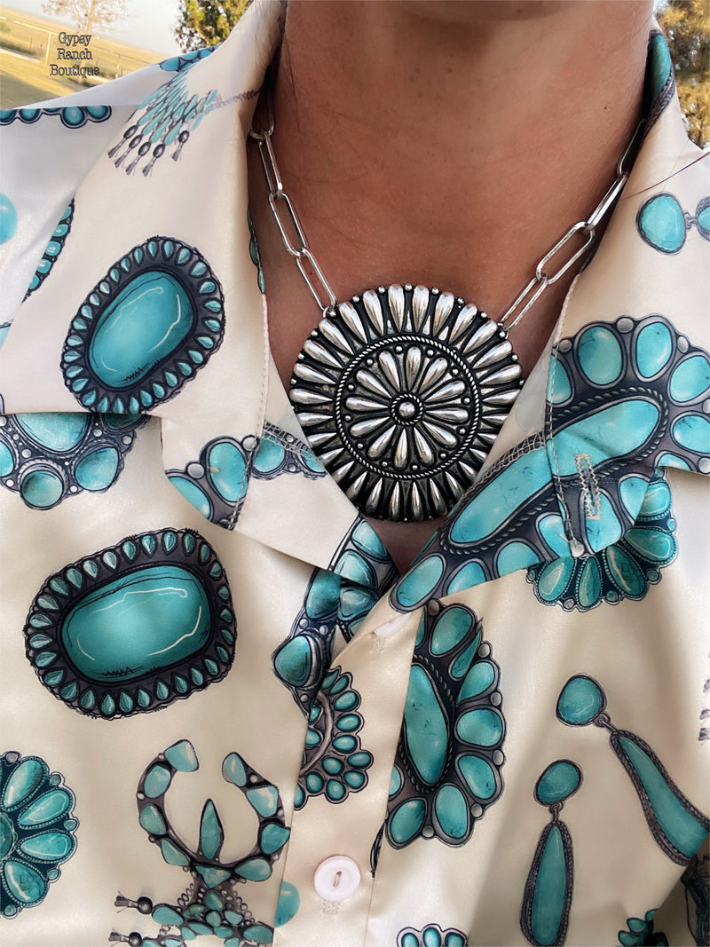 The Brogan Silver Concho Necklace