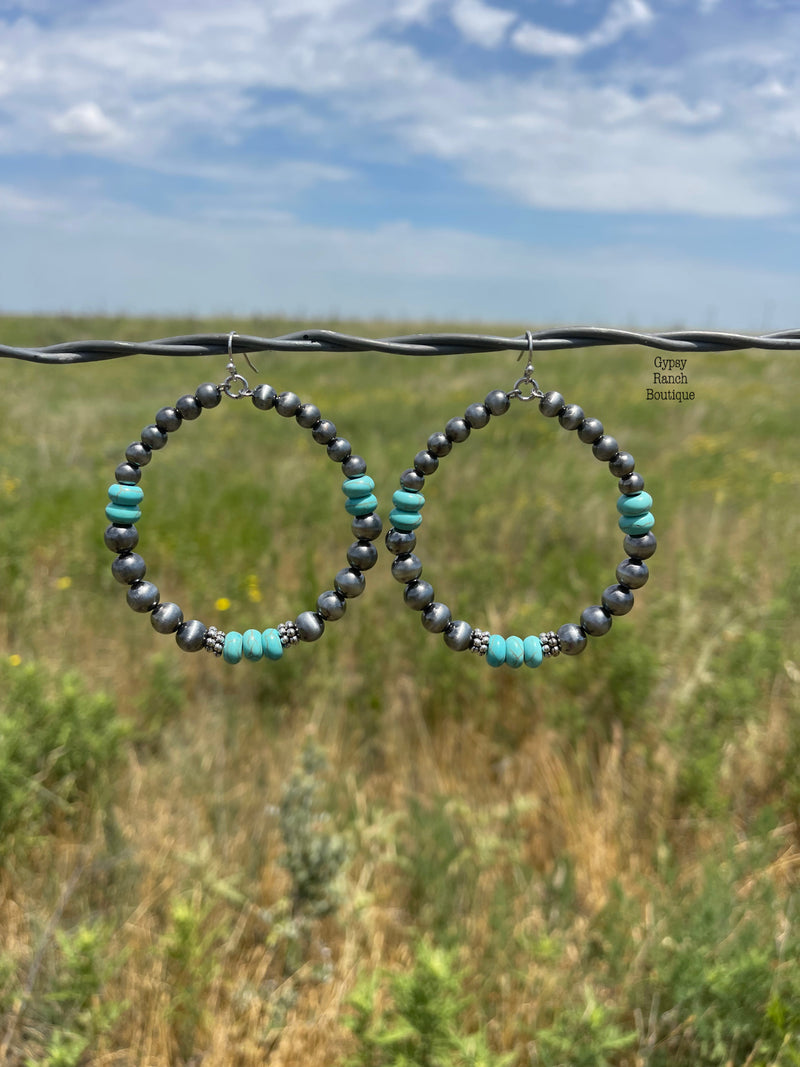 Dalton Navajo Pearl Turquoise Hoop Earrings